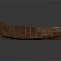 Vintage Wooden Boat With Oar And Interior Seats On Dark Background