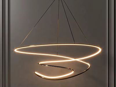 Modern Curved Rings Chandelier With LED Light For Sleek Interior Design 3d model