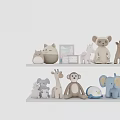 Adorable Various Animal Shaped Stuffed Toys Soft Plush Dolls on Display Shelves