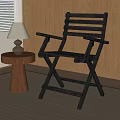 Modern Black Folding Wooden Lounge Chair With Side Table And Lamp In Indoor Area