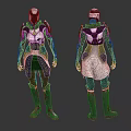 Armored Sci Fi Warrior Characters With Front And Back Views Black White Geometric Pattern Armor