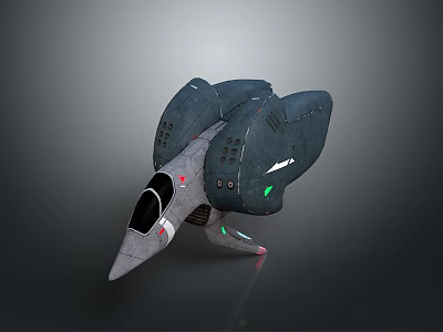 Futuristic Spaceship with Sleek Dark Design Sharp Nose Green Red Lights and Side Engines 3d model