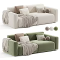 Modern Cozy Sofa Designs With Beige And Green Upholstery Pillows Throw Blanket And Decorative Balls
