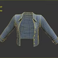 Blue Denim Jacket with Collared Design Open Front and Long Sleeves 3d model