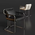 Modern Single Chair With Black Leather Upholstery And Metal Frame Design