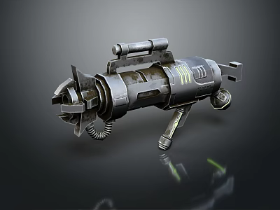 Futuristic Mechanical Weapon With Industrial Metal Structure And Detailed Components 3d model