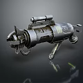 Futuristic Mechanical Weapon With Industrial Metal Structure And Detailed Components
