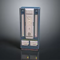 Modern Vertical Electronic Control Device With Blue Casing Gray Panel And Indicator Lights 3d model