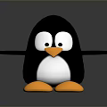 Cute Cartoon Penguin Figure With Black Body White Belly And Orange Beak Feet