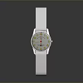 Stylish White Strap Watch With Yellow Dial And Minimalist Design