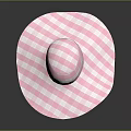 Pink And White Plaid Wide Brimmed Hat With White Sunglasses And Shell Hairband