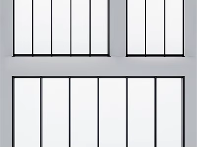 Modern Casement Windows With Black Frames And Clear Glass Panels Design 3d model