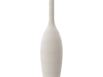 White Ceramic Vase With Vertical Striped Texture For Home Decoration 3d model