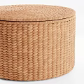 Light Brown Handwoven Round Storage Box With Lid For Home Storage