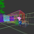 Container Building Shop With Modern Geometric Design Transparent Glass Flower Bouquet And Balloons