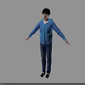 Game Movie Character 3D Model in Blue Hoodie and Blue Jeans Standing Pose