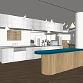 Modern Milk Tea Shop Interior With Wooden Bar Blue Countertop And Stainless Steel Equipment