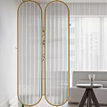 Modern Room Dividers With Circular Patterns Vertical Lines And Gold Black Frames 3d model