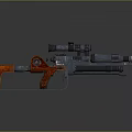 Futuristic Weapon Design With Scope Orange Mechanical Parts And Metallic Finish