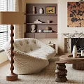 Elegant Living Room Interior Design With Fireplace Sofa Coffee Table Floor Lamp And Decorative Painting