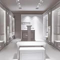 Modern Fashion Store Interior Design With Mannequin Display Racks Clothing And Logo