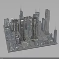 Detailed Modern City Architecture Model Featuring Tall Skyscrapers And Urban Buildings