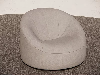 Gray Round Lazy Sofa With Stitched Design For Cozy Living Space 3d model