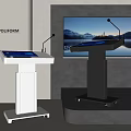Modern Podium Designs With Screen And Microphone In White And Black