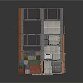 Multi Story Building Structure Model With Frame Modules And Staircase Elements
