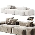 Cozy Modern Sectional Sofa With Plush Pillows And Neutral Velvet Upholstery
