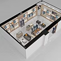 Modern Men's Clothing Store Interior With Suits Shirts Mannequins Sofa And Coffee Table