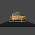 Vintage Yellow Taxi Car With Classic Design Checkerboard Stripes And Roof Sign