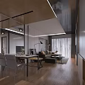 Modern Living Dining Room Interior Design With Sofa Coffee Table And Floor Lamp