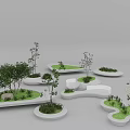 Modern Outdoor Chair Design In Landscape With Green Plants And Geometric Shapes