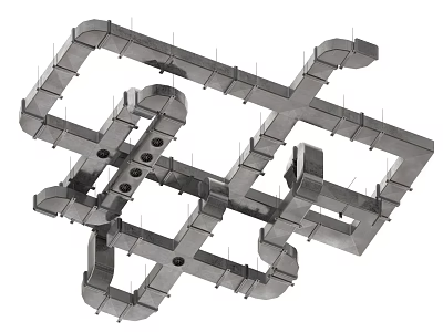 Complex Interconnected Industrial Metallic Piping Network Layout Design Structure Engineering 3d model
