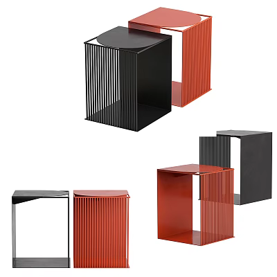Modern Coffee Tables in Black and Red with Geometric Frame Design for Living Room 3d model