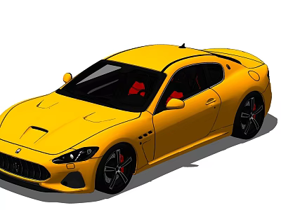 Yellow Maserati Sports Car with Sleek Design Red Interior and Black Wheels 3d model