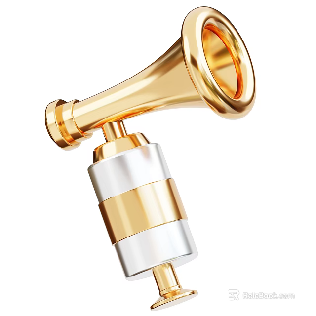 Elegant Golden Brass Musical Instrument Horn Component with Exquisite Metallic Design 3d model 