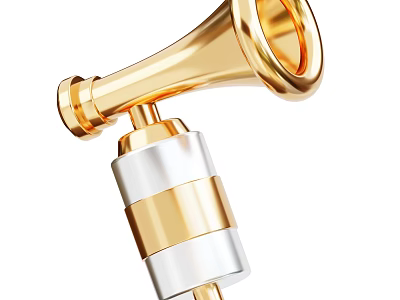 Elegant Golden Brass Musical Instrument Horn Component with Exquisite Metallic Design 3d model
