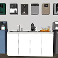 Modern Household Appliances Display Featuring Water Dispensers Coffee Makers And Refrigerators