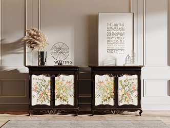 European-style bedside table 3d model