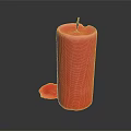 Red Burnt Candle With Textured Surface And Melted Wax Drip 3d model