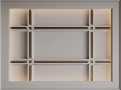 Modern Ceiling Design With Grid Pattern Recessed Lighting Metal Strips And Light Background 3d model
