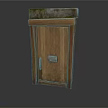 Wooden Door Structure With Stone Top Metal Mail Slot And Door Handle