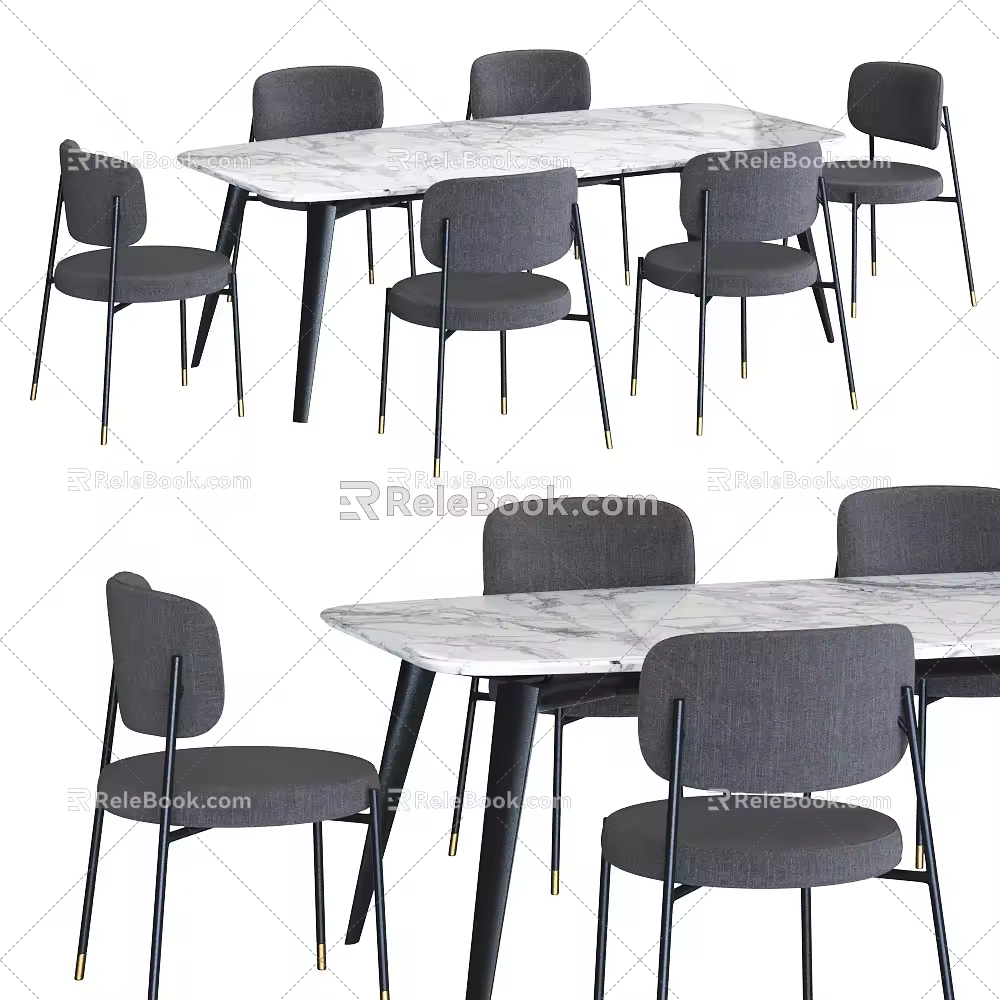 Modern Dining Table and Chair Combination 3d model