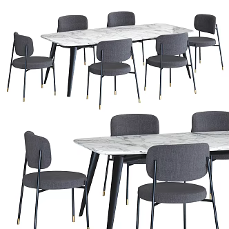 Modern Dining Table and Chair Combination 3d model