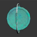 Turquoise Metal Paint Bucket With Handle And Dried Paint Stains