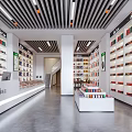 Modern Tobacco and Alcohol Store Interior With Neat Shelves And Diverse Products