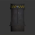 Industrial Cylindrical Metal Equipment With Yellow Black Warning Stripes And Top Lid