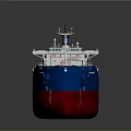 Large Cargo Ship With Red Blue Hull And Green Deck 3d model